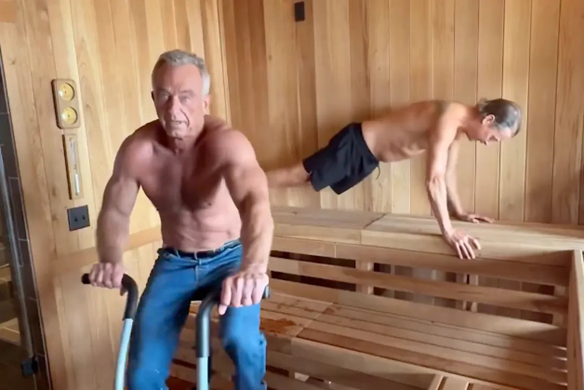 RFK Jr mocked for wearing jeans in tub in workout video with Kid Rock ...